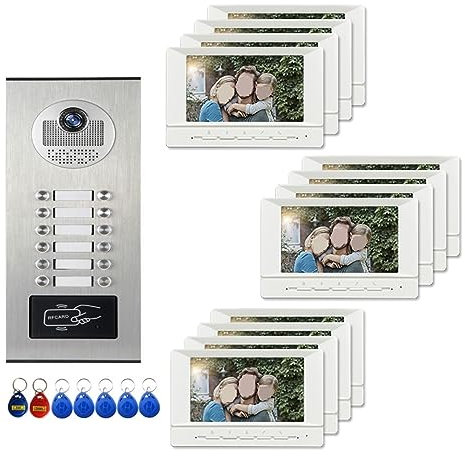 nmbhus Kits De Téléphone De Porte D'interphone De Bâtiment Vidéo D'appartement Système D'interphone De Porte Vidéo Multi-Boutons for 2-12 Unités(Size:G KIT)
