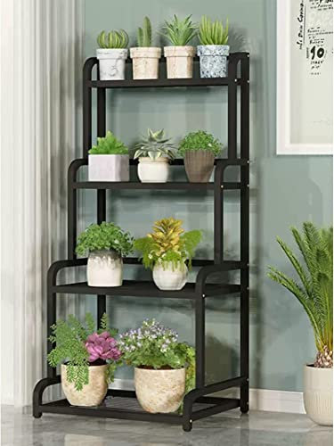 CCYENG Pflanzenständer Indoor 4-lagig Blumenständer Blumenbank Eisenständer Große Pflanzen, Schwarz Blumentopfständer Outdoor Garten Balkon Wohnzimmer
