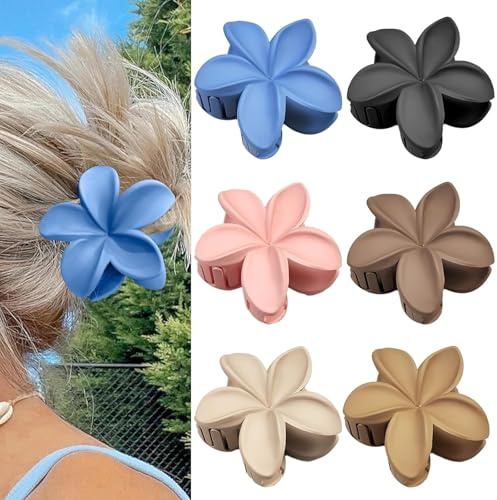 6 Pièces Pince cheveux,Pince à Griffes Fleur Antidérapante,Hawaiian Flower Hair Clips Claw,Pince à Cheveux Fleur Mignonne Antidérapante pour Femmes,Quotidien,FêTe