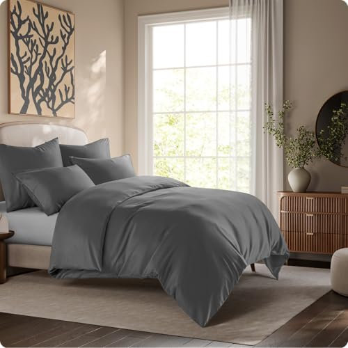 Seralino Lyocell Bettwäsche 135x200 Dunkelgrau + 80x80 cm Grau | Luxus Tencel Bettwäsche | weich & hochwertig | Reißverschluss | Oeko-Tex | für Allergiker geeignet | Atmungsaktiv gegen Schweiß