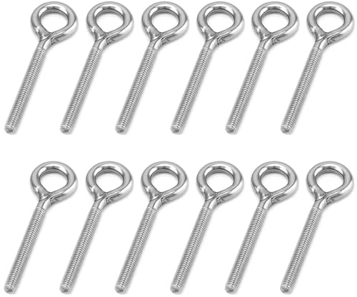 Langem Schaft Edelstahl Ringschrauben, 12 Stück Ringschraube M4, Long Shank Eye Bolt, Ösenschraube M4, Ösenschrauben, für Rolle des Befestigens und Hängens