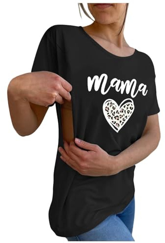 Generisch Stilltops Damen Kurzarm Umstandsshirt Stillen Stillfreundliches Umstandsmode T-Shirt Mit Reißverschluss Oberteil Elegant Schwangere Nursing Tops Umstandstop Stillshirt