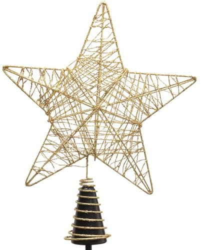 Starbover Weihnachtsbaumspitze Stern, Gold glitzernder hohler Stern Weihnachtsbaumspitze, Christbaum Tannenbaum Spitze Set Weihnachtsbaum Ornament für Home Holiday Party Indoor Neujahr