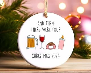 Weihnachtsbaumschmuck Und Dann Waren Es 4 Baby-Schwangerschaft Vierköpfige Familie Hundeschwangerschaft Weihnachtsanhänger Andenken Weihnachtsschmuck Ideal Christbaumschmuck Anhänger
