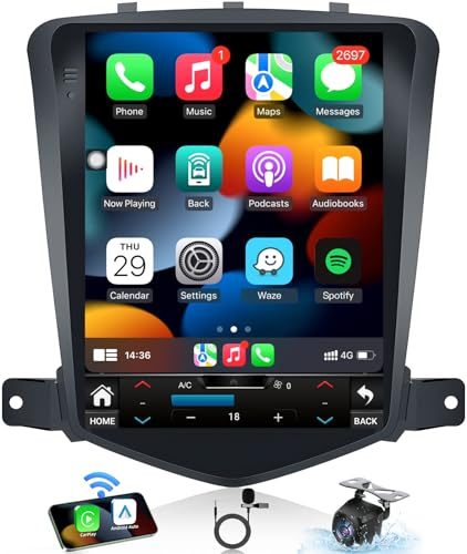 4Core + 64GB Android 15 Upgrade Car Radio for Chevrolet Chevy Cruze 2009-2015: 10.4 Inch 1024 * 768 HD IPS Tesla Style Touchscreen Stereo Wireless Carplay Andriod Auto Backup Camera GPS 5G WiFi FM