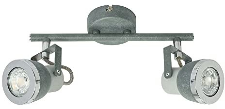 GLOBO Deckenstrahler grau Wohnzimmerleuchte Deckenlampe mit verstellbaren Spots, Metall steingrau, 2x GU10, LxH 26 x 18,5 cm