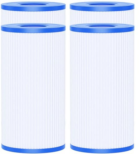 AQUALTRA Lot de 4 Filtre de Piscine Type A ou C Compatible avec 29000E/59900E, Easy Set Cartouches Filtrantes de Piscine, 203mm x 108mm Filtres de Piscine Hors Sol