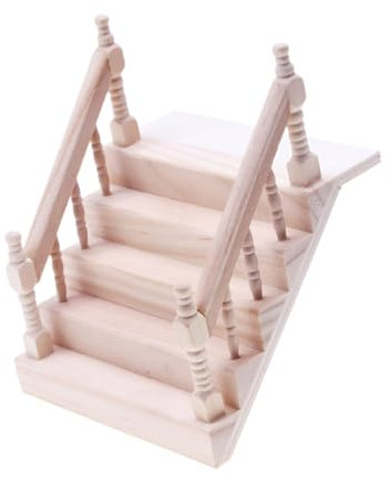 Pocoiau Handgefertigte Miniatur Treppe Aus Robustem Holz Mit Handlauf Wohnaccessoire Für Puppenhäuser Einrichtung Dekoration Maßstab 1:12
