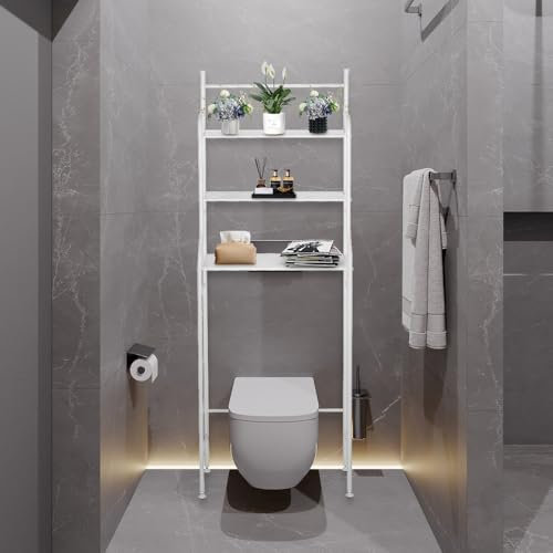 VIIROUD Organizzazione Bagno, Mobile WC, Mobile Lavatrice, Mensola Toilette, Risparmio di Spazio, Montaggio Facile, 157 * 55 * 26cm - Bianco