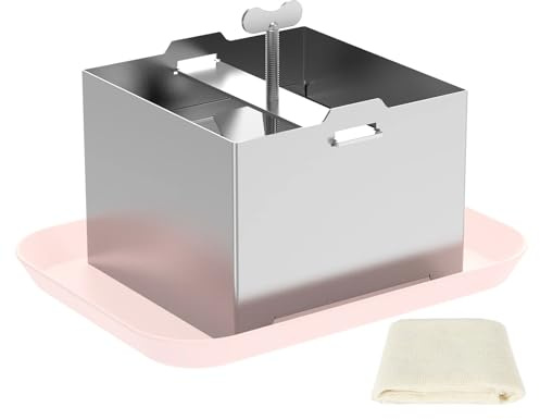 IGTOPS 304 Edelstahl Tofupresse mit Tofu Presse Gaze und Tropfschale Tofu Maker Multifunktionales Käsepresse für Vegetarier oder Tofu-Liebhaber, Spülmaschinenfest (Klein (12 x 12 x 9 cm))