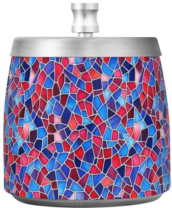 Aschenbecher mit geometrischem Muster, Buntglas-Stil, Edelstahl, mit Deckel, für Zuhause, Büro, Tisch, Outdoor, kühler, rauchfreier dekorativer Zigarren-Aschenbecher für Zuhause, Büro, Dekoration