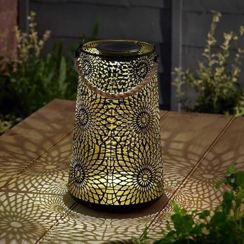 Garden Mile 24 cm Muscat Hängende Solarleuchten für den Außenbereich, Garten, wasserdichte Solarlaternen für den Außenbereich, Damast-Stil, Außenbeleuchtung für Hof, Terrasse, Terrassendielen