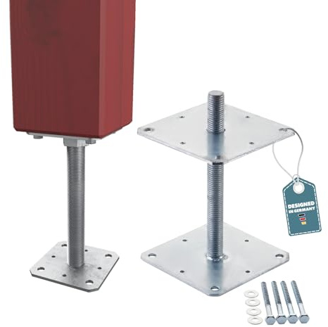 Pfostenträger SILVEROX, M24, 160 x 160 x 250 mm, verzinkt, höhenverstellbar | Betonfuß, regulierbarer Stützen- und Bodenfuß zum Aufschrauben.