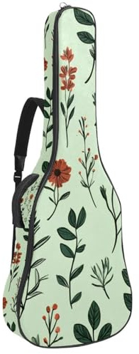 Gitarrentasche mit bunten Blumen und Schmetterlingen, Vintage-Muster, für Akustikgitarre, 101,6 cm, 101,6 cm, 106,7 cm, mit doppeltem verstellbarem Schultergurt und Schlaufe zum Aufhängen auf der