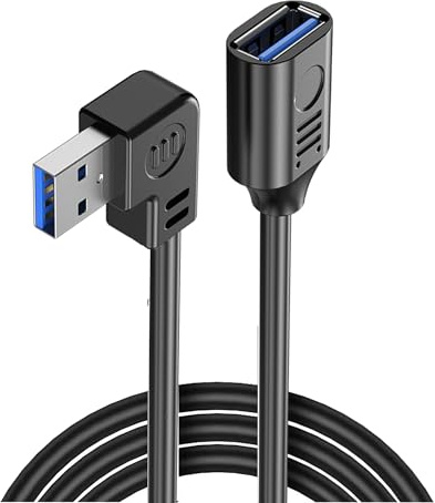 MISYNLON USB 3.0 Extension Cable, USB A Male to Female Extender Cord Support Charging Data Transfer, 90 Degree USB Data Cable for USB Flash Drive, Hard Drive-1M/3.2Ft (Left Angle)