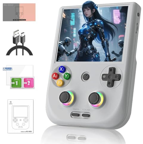 Eipol RG406V Console de jeu portable, écran IPS multi-touch de 4 pouces, console de jeux vidéo rétro, console de jeux vidéo de poche portable (gris)