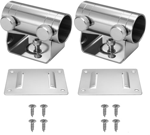 2er Set Sonnenschirm Wandhalterung Silber – Stabile Wandhalterung für Sonnenschirm bis Ø 2,5 cm – Balkonschirmhalterung für Balkon & Terrasse – Sonnenschirm Befestigung mit 4 Schrauben