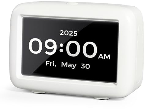 Sveglia Digitale per Anziani, Orologio Digitale per Anziani con 8 Promemoria e Allarmi, Sveglia Parlante con Data e Giorno della Settimana da 4,3, Orologio per Alzheimer e Demenza con 8 Lingue