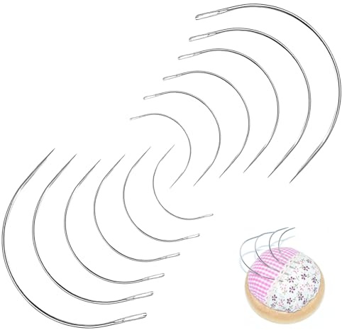 12PCS Curved Needle Set - 2 to 5 CurvedHand Sewing Needles for Leather,Sewing Needle Repair Kit Assorted Curved Sewing Needles for Sewing Repairing Carpet Leather Canvas Weaving Crafts, 2 Set