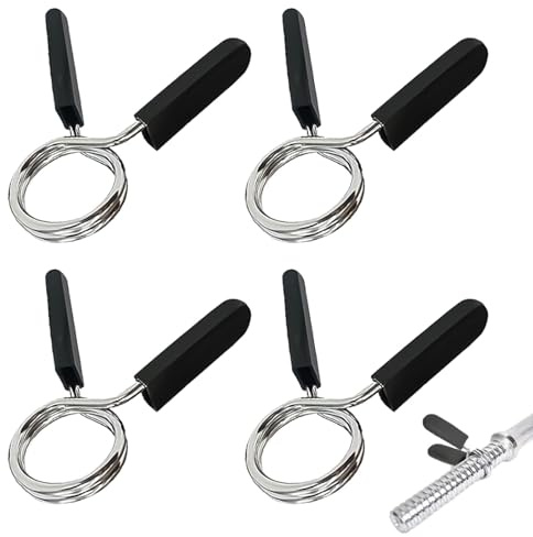GVSS 4 Stück 28 mm Federklammern, rutschfest, Klemmen für Hantelstange, Clips, Hanteln für Gewichtheben und Fitnessstudio zu Hause, 4 Stück