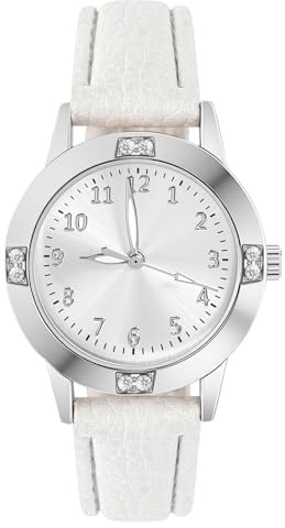 AOOSU Women's Leather Quartz Watch, Easy Read Ladies Watches, 3 Hand Quartz Watch with Diamond Waterproof Fashion Premium Wrist Watch for Women Ladies Girls