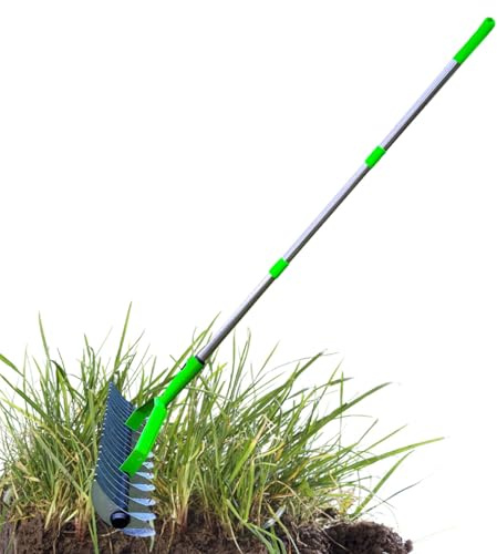 Gartenrechen,Stahl Ergonomisches Gartengerät | Rechen zum Entfilzen von Rasen - Für Terrasse Hof Garten Balkon Wege Und Freiflächen