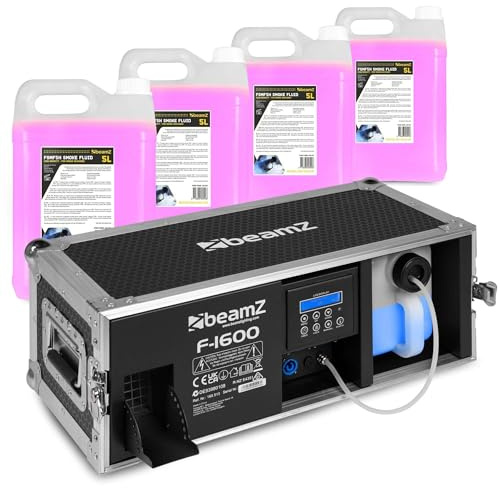 BeamZ F1600 Pro Fazer Nebelmaschine 1600W im Flightcase mit 20 Liter Nebelfluid – Profi Hazer/Rauchmaschine mit DMX & Display – Fog Machine für Party, Hochzeit, Bühne & Halloween – 350m³/min