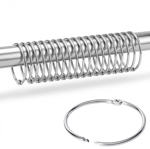 RDTOK 20 Stück Gardinenringe zum Öffnen, 32mm Vorhangringe Metall, Duschvorhang Ringe für Gardinenstange, Gardinenringe für Duschvorhänge Gardinenstangen Fenster Tür