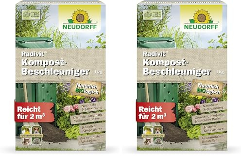 Neudorff Radivit Kompost Beschleuniger 1 kg für 2 m³ - Bio Schnellkomposter zersetzt Kompostabfälle mit Sofort- & Langzeitwirkung. Kompoststarter (Packung mit 2)