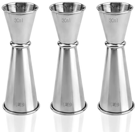 3pcs 2oz & 1oz Dual Jigger for Bartending, Stainless Steel Cocktail Alcohol 60ml/30ml Measuring Cup Bar Jigger for Bar Home Bartender Supplies