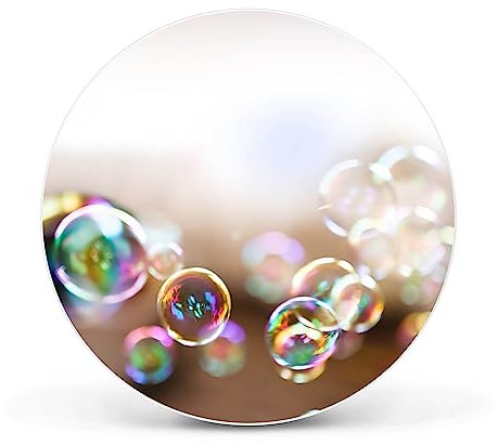 banjado Magnettafel Ø 47cm Weiß - Magnetwand aus Metall - Magnetpinnwand als Memoboard - Pinnwand Magnettafel Küche, Büro, Kinderzimmer inkl. 4 Magnete & Montageset - Seifenblasen