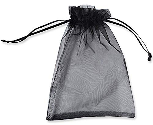 SXUUXB 100 Stück Organzabeutel 13x18cm(5.1x7.1 Zoll), Organza Geschenk Schmuck Beutel Wrap Drawstring Taschen für Hochzeits Bevorzugungs Geburtstagsfeier Festival Geschenk Dekoration (Schwarz)