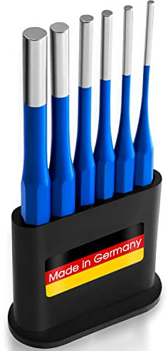 S&R Splintentreiber Satz 6-tlg. 3, 4, 5, 6, 8 und 10 mm/MADE in GERMANY/aus Chrom-Vanadium Stahl, gehärteter Splinttreiber Satz medium lang Durchtreiber Austreiber Durchschläger Splinttreiber-Set