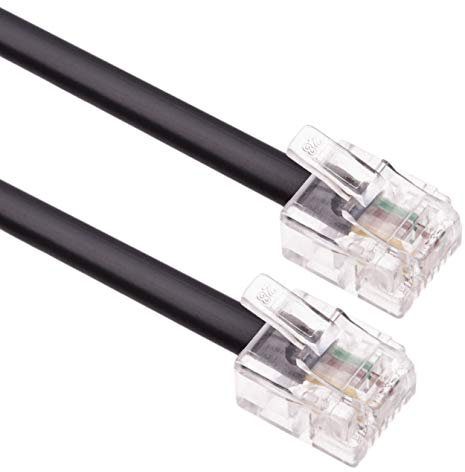 1m RJ11 Kabel ADSL Erweiterung Leitung Telefon Schnur Stecker Hohe Geschwindigkeit BT Internet Breitband Männlich zu Männlich Router und Modem zu RJ11 Telefonbuchse, Mikrofilter (Schwarz)