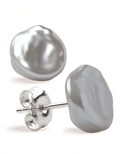 Pendientes de Mujer de Perlas Cultivadas Keshi Blancas y Grises de Agua Dulce SECRET & YOU - Plata de Ley de 925 milésimas - Disponibles en 10 tallas desde 7-8 mm hasta 15-16 mm