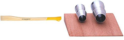 Ochsenkopf OX E-84 E-0800 Ersatzstiel, Esche, Knauf, 800 mm Forstwerkzeuge, gelb, 80.0 x 7.0 x 3.4 cm & OX E-123-0200 Befestigungssatz für schwere Äxte, 3-tlg (2 Ringkeile, 1 Holzkeil)