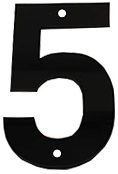 House Number Sign 6 Inch (15 cm) Large Modern Acrylic Plastic Door Numbers, Thick Signage Plaque Self-adhesive & Screws Street Home Address Number Mailbox Numbers, Black [Number 5]
