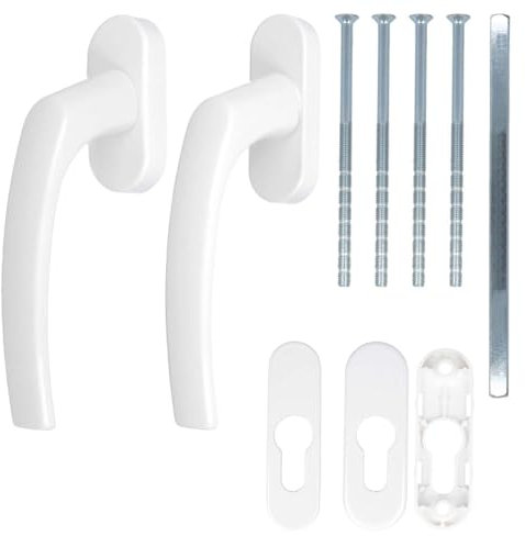 Alu Terrassentürgriff Balcony mit Rosetten, Farbe:Weiß RAL 9016