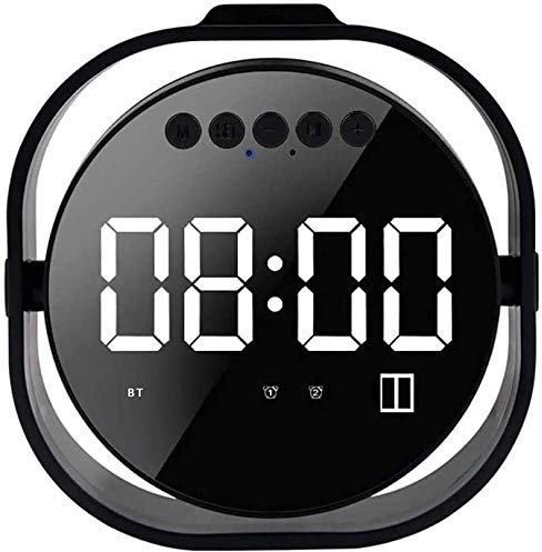 NCRD LED Digital Alarm Clock - Wireless Bluetooth Speakers Fm Radio Clock LED Screen Subwoofer Clock Dual Alarm/Snooze Mode Supports TF Card U Disk 1200 Mah, Big Digit Display