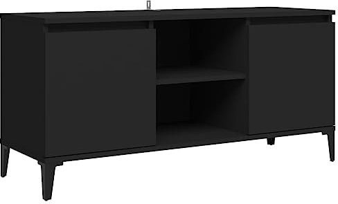 vidaXL TV Cabinet with Metal Legs Home Indoor Entertainment Centre Bedroom Living Room Furniture TV Stand Unit Hifi Cabinet Sideboard Black