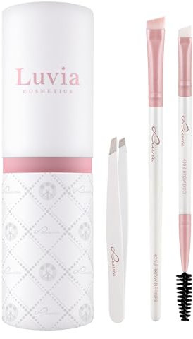 Set di pennelli per il trucco Luvia, Prime Brow Kit, set di pennelli per sopracciglia, 2 pennelli cosmetici vegani con pinzette, pennelli per il make-up