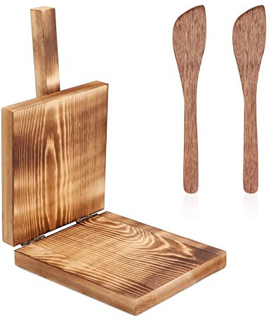 Presse à tortillas en bois, fabricant de tortillas en bois avec 2 spatules en bois pour outil de pressage de pâte, 5 pouces