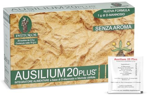 Deakos Ausilium 20 Plus - Integratore Cistite Donna con D Mannosio, Morinda Citrifolia e Potassio - Senza Glutine, Lattosio, Conservanti (Confezione da 20, Senza Aroma)
