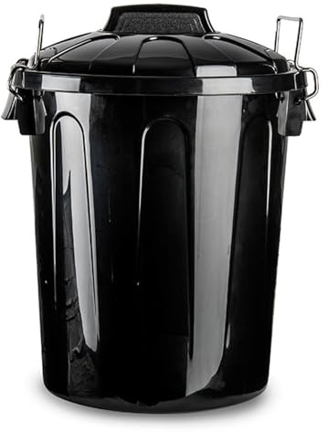 AC - Cubo de Basura con asa metálica 100 L - Cubo basura para exterior e interior - Cubo de almacenaje - Fabricado en plástico - Ideal para el hogar, trabajo, hostelería, etc - Color Negro