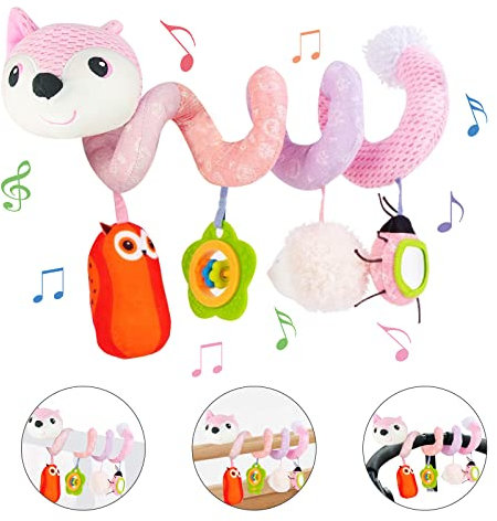 Coriver Jouets de Landau - Jouets à Suspendre en Spirale pour siège de Voiture et Berceau Mobile pour bébé, Jouet de Landau en Spirale, Jouet de Landau pour bébés de 0 à 6 Mois (1. Rose)