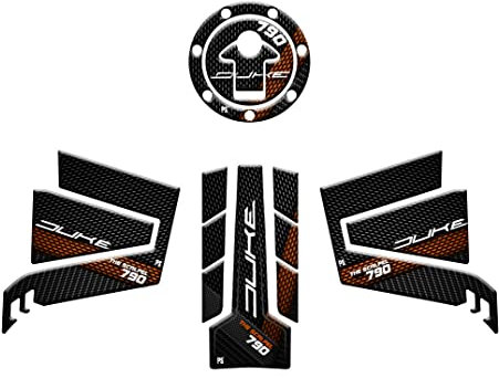 Paraserbatoio.it Kit 3D effect stickers Resinated tank protector compatible with KTM DUKE 790 THE SCALPEL - kit, tank cover, side guards - Color Black v1
