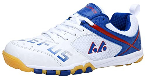 ZHENSI Tischtennisschuhe Herren Damen Indoor Court Schuhe Anti-Rutsch Leicht Atmungsaktiv Weicher Boden,Weiß,41 EU