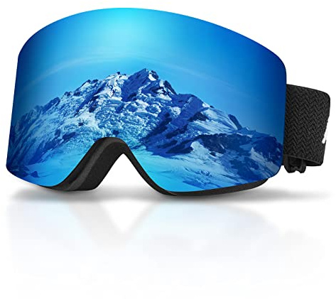 AVAWAY Rimless Sci Occhiali da Neve per le Donna Uomo Gioventù-Oversized Magnetic Silver Lens Occhiali di Sicurezza Sport Invernali