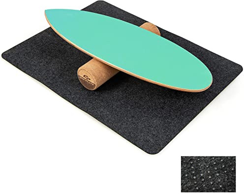 COSTWAY Planche d’Équilibre en Bois avec Rouleau et Tapis Antidérapant Charge 100 KG, Balance Board pour Entraînement de Skateboard Hockey Snowboard Surf (Vert)