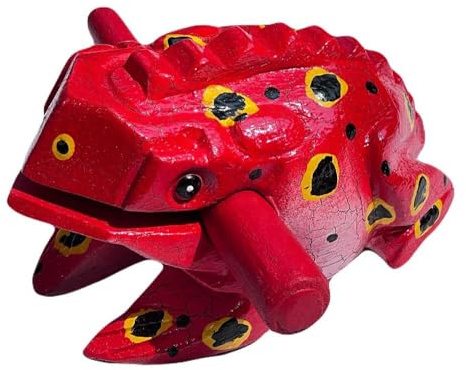 Thailändische Guiros-Percussion-Instrumente, Holzfrosch, Musikinstrument, Heimdekoration, handgefertigte Dekoration, 10,2 cm, Grün